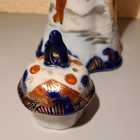 Antique Kutani Porcelain Flow Blue Chocolate Carafe - Picture 8 of 11